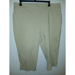 New Coral Bay 22W Crop Ankle Pants Flat Front Stretch 2X Pull On Preppy Casual